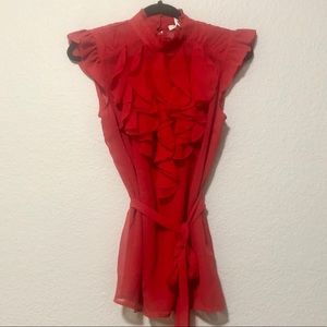 Charlotte Russe Red Ruffle Blouse - Medium